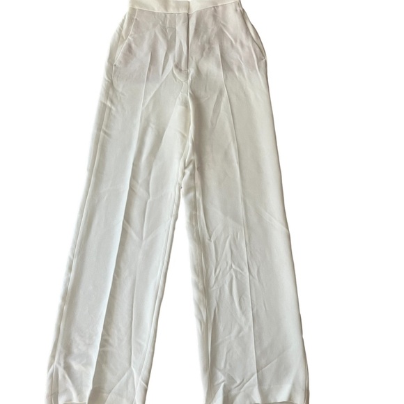 ZARA FLOWY High-Waisted WIDE LEG MENSWEAR STYLE PANTS WHITE 2338/795 NWT Size XS - Picture 6 of 14